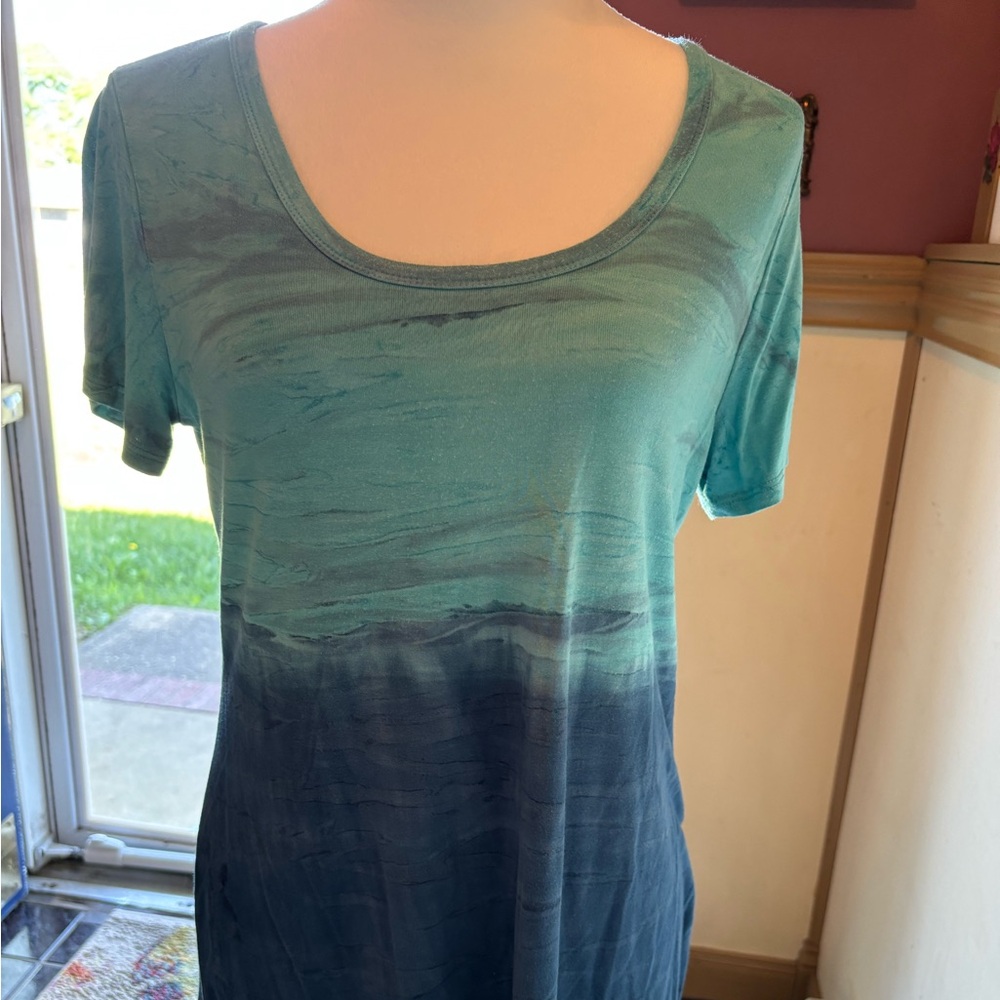 Tryst Women's Teal and Navy top